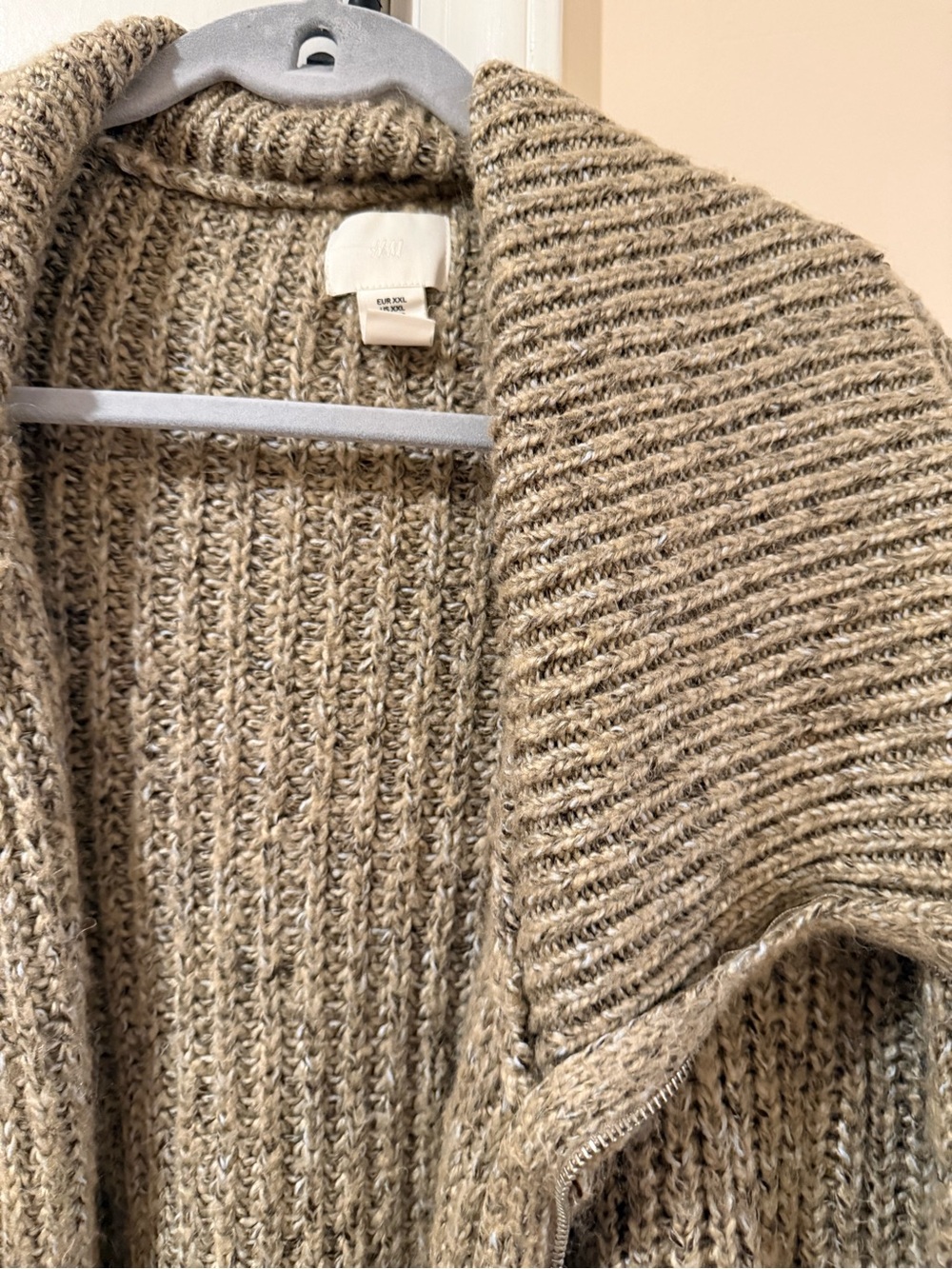 H&M Chunky Knit Zip Cardigan - Taupe Beige - Picture 2 of 3